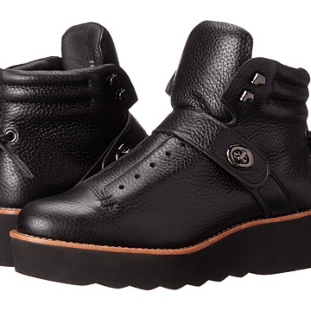 coach urban hiker boots black leather sz 8.5